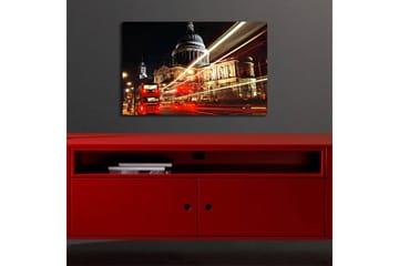 Canvastavla med LED-belysning 45x70 cm - Stadssilhuett med St. Pauls katedral i nattbelysning - Röd / Guld / Svart - Inredning - Tavlor & posters - Canvastavla