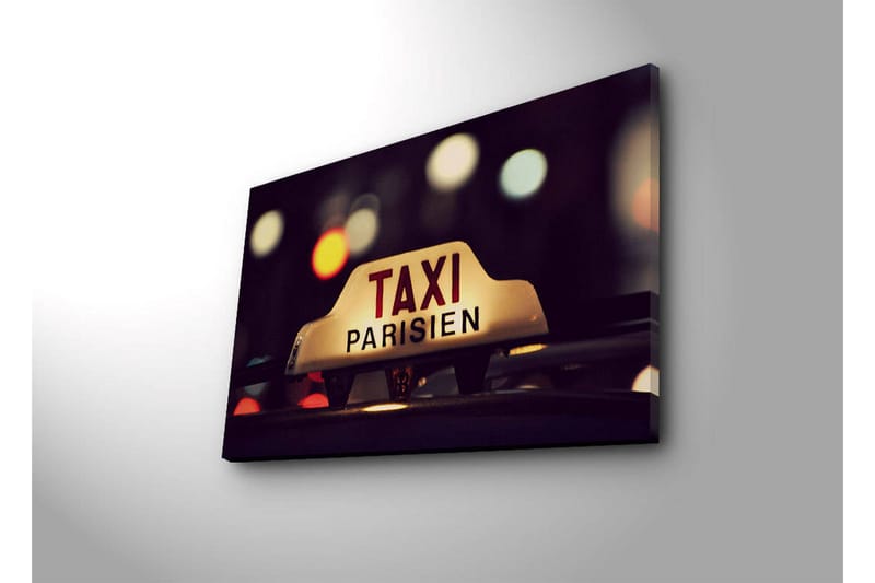 Canvastavla med LED-belysning 45x70 cm - Taxi-skylt med fransk text i stadsmiljö - Gult / Svart / Rött - Inredning - Tavlor & posters - Canvastavla