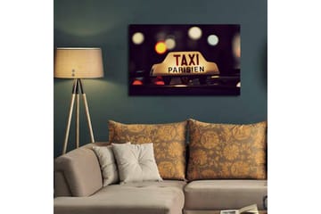 Canvastavla med LED-belysning 45x70 cm - Taxi-skylt med fransk text i stadsmiljö - Gult / Svart / Rött - Inredning - Tavlor & posters - Canvastavla