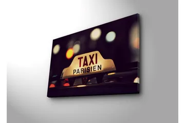 Canvastavla med LED-belysning 45x70 cm - Taxi-skylt med fransk text i stadsmiljö - Gult / Svart / Rött - Inredning - Tavlor & posters - Canvastavla