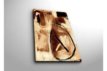 Canvastavla med LED-belysning 70x45 cm - Abstrakt komposition med cirkulära former och linjer - Brunt / Svart / Beige - Inredning - Tavlor & posters - Canvastavla