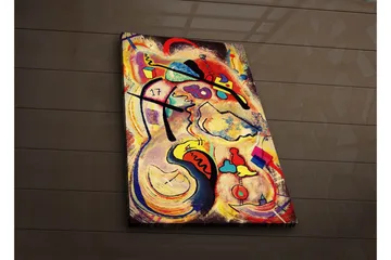 Canvastavla med LED-belysning 70x45 cm - Abstrakt komposition med färgglada former och linjer - Röd / Gul / Blå - Inredning - Tavlor & posters - Canvastavla