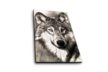 Canvastavla med LED-belysning 70x45 cm - Porträtt av en varg med uttrycksfulla detaljer - Svart / Grå / Vit - Inredning - Tavlor & posters - Canvastavla