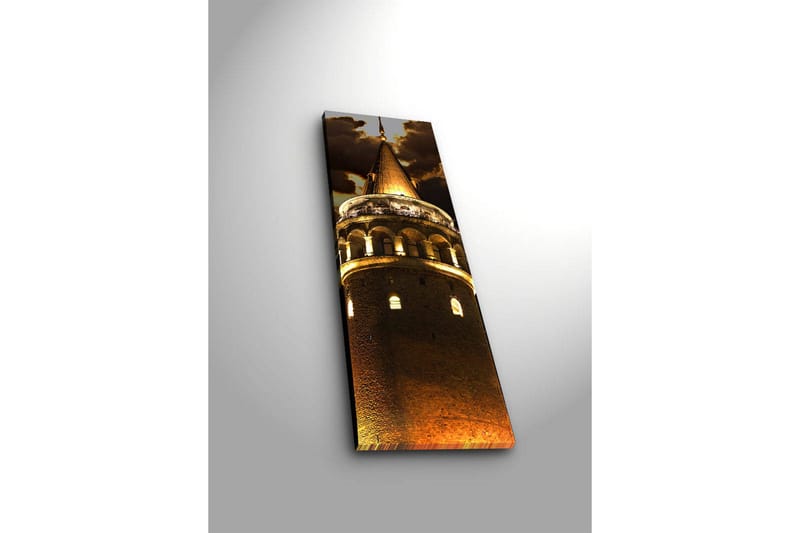 Canvastavla med LED-belysning 90x30 cm - Imponerande torn med gyllene detaljer - Guld / Brunt - Inredning - Tavlor & posters - Canvastavla