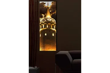 Canvastavla med LED-belysning 90x30 cm - Imponerande torn med gyllene detaljer - Guld / Brunt - Inredning - Tavlor & posters - Canvastavla