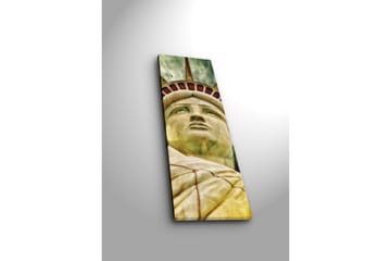 Canvastavla med LED-belysning 90x30 cm - Staty av frihetsgudinnan med fokus på ansiktet och kronan - Grön / Gul / Röd - Inredning - Tavlor & posters - Canvastavla