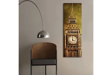Canvastavla med LED-belysning 90x30 cm - Storslagen klocktorn med detaljerad arkitektur - Guld / Brun / Beige - Inredning - Tavlor & posters - Canvastavla