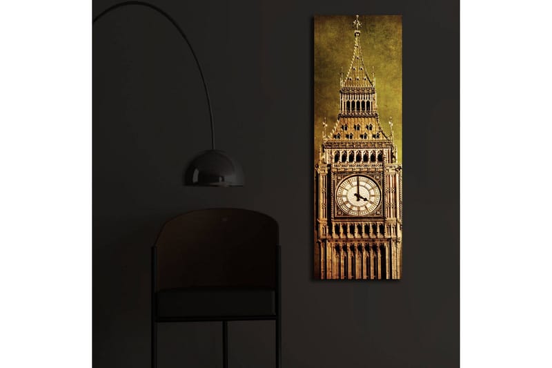 Canvastavla med LED-belysning 90x30 cm - Storslagen klocktorn med detaljerad arkitektur - Guld / Brun / Beige - Inredning - Tavlor & posters - Canvastavla