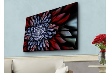 Canvastavla med LED-belysning - Abstrakt blomma med djupa färger - Mörkblå / Röd / Svart - Inredning - Tavlor & posters - Canvastavla