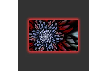 Canvastavla med LED-belysning - Abstrakt blomma med djupa färger - Mörkblå / Röd / Svart - Inredning - Tavlor & posters - Canvastavla