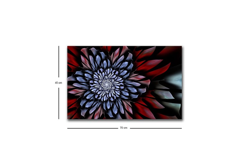 Canvastavla med LED-belysning - Abstrakt blomma med djupa färger - Mörkblå / Röd / Svart - Inredning - Tavlor & posters - Canvastavla