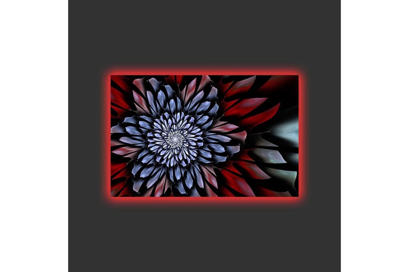 Canvastavla med LED-belysning - Abstrakt blomma med djupa färger - Mörkblå / Röd / Svart - Inredning - Tavlor & posters - Canvastavla