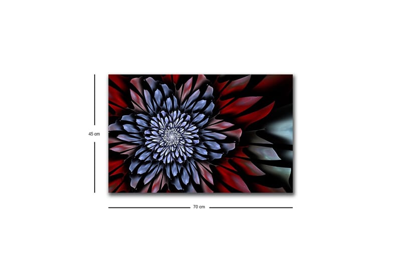 Canvastavla med LED-belysning - Abstrakt blomma med djupa färger - Mörkblå / Röd / Svart - Inredning - Tavlor & posters - Canvastavla