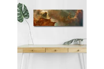 Canvastavla med LED-belysning - Abstrakt rymdlandskap med svävande moln och stjärnor - Kopparbrun / Grön / Blå - Inredning - Tavlor & posters - Canvastavla