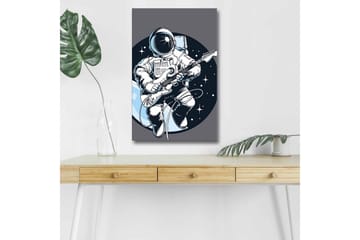 Canvastavla med LED-belysning - Astronaut som spelar gitarr i rymden - Mörkblå / Vit / Grå - Inredning - Tavlor & posters - Canvastavla