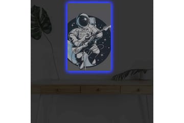 Canvastavla med LED-belysning - Astronaut som spelar gitarr i rymden - Mörkblå / Vit / Grå - Inredning - Tavlor & posters - Canvastavla