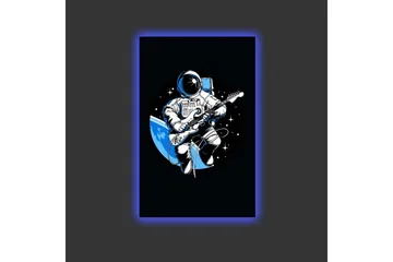 Canvastavla med LED-belysning - Astronaut som spelar gitarr i rymden - Svart / Blå / Vit - Inredning - Tavlor & posters - Canvastavla