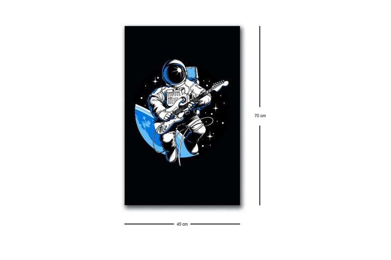 Canvastavla med LED-belysning - Astronaut som spelar gitarr i rymden - Svart / Blå / Vit - Inredning - Tavlor & posters - Canvastavla