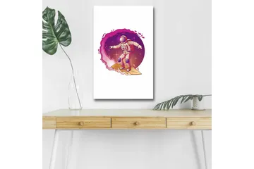 Canvastavla med LED-belysning - Astronaut som surfar genom rymden - Rosa / Lila / Beige - Inredning - Tavlor & posters - Canvastavla