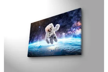 Canvastavla med LED-belysning - Astronaut som svävar i rymden över jorden - Vit / Blå / Svart - Inredning - Tavlor & posters - Canvastavla