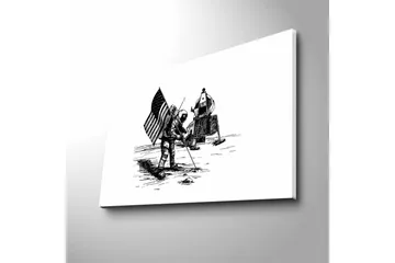 Canvastavla med LED-belysning - Astronaut som planterar en flagga på månens yta - Svart / Vitt - Inredning - Tavlor & posters - Canvastavla