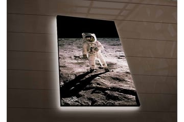 Canvastavla med LED-belysning - Astronaut på månens yta - Svart / Grå / Vit - Inredning - Tavlor & posters - Canvastavla