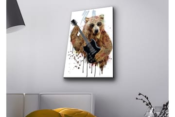 Canvastavla med LED-belysning - Björn som spelar elgitarr med solglasögon - Brun / Svart / Beige - Inredning - Tavlor & posters - Canvastavla