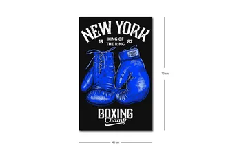 Canvastavla med LED-belysning - Boxhandskar med text och grafiska detaljer - Blå / Svart - Inredning - Tavlor & posters - Canvastavla