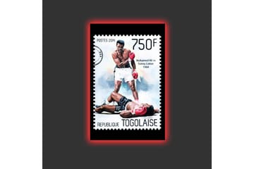 Canvastavla med LED-belysning - Boxningsmatch mellan två kända boxare - Röd / Svart / Vit - Inredning - Tavlor & posters - Canvastavla