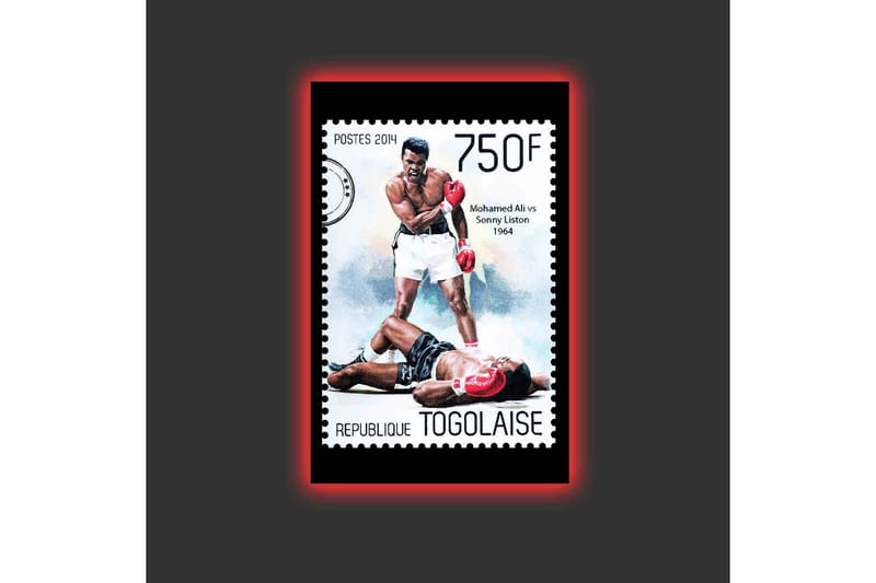 Canvastavla med LED-belysning - Boxningsmatch mellan två kända boxare - Röd / Svart / Vit - Inredning - Tavlor & posters - Canvastavla