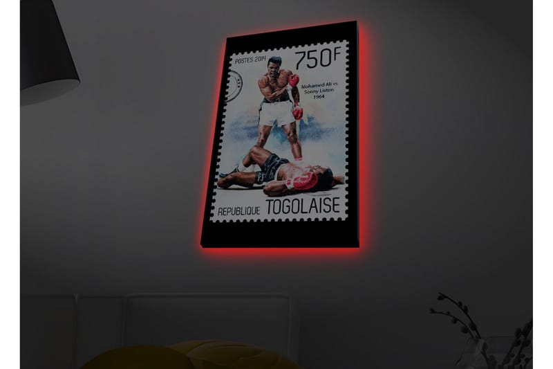 Canvastavla med LED-belysning - Boxningsmatch mellan två kända boxare - Röd / Svart / Vit - Inredning - Tavlor & posters - Canvastavla