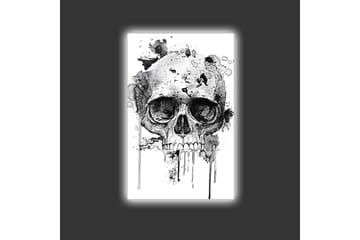 Canvastavla med LED-belysning - Dödskalle med abstrakta bläckdetaljer - Svart / Grå - Inredning - Tavlor & posters - Canvastavla