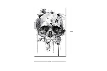 Canvastavla med LED-belysning - Dödskalle med abstrakta bläckdetaljer - Svart / Grå - Inredning - Tavlor & posters - Canvastavla