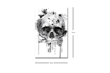 Canvastavla med LED-belysning - Dödskalle med abstrakta bläckdetaljer - Svart / Grå - Inredning - Tavlor & posters - Canvastavla