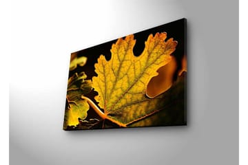Canvastavla med LED-belysning - Detaljerad komposition av gröna och gyllene löv - Grön / Gyllene - Inredning - Tavlor & posters - Canvastavla