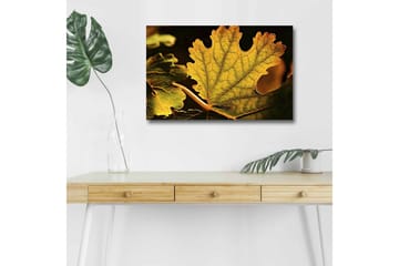 Canvastavla med LED-belysning - Detaljerad komposition av gröna och gyllene löv - Grön / Gyllene - Inredning - Tavlor & posters - Canvastavla