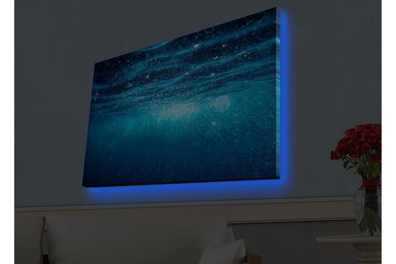 Canvastavla med LED-belysning - Djupblå havslandskap med ljusreflexer - Mörkblå / Turkos - Inredning - Tavlor & posters - Canvastavla