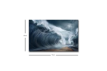 Canvastavla med LED-belysning - Dramatiska vågor i stormigt hav - Mörkblå / Grå / Vit - Inredning - Tavlor & posters - Canvastavla