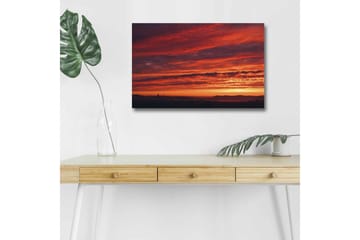 Canvastavla med LED-belysning - Dramatiskt solnedgång med intensiva färger - Röd / Orange / Lila - Inredning - Tavlor & posters - Canvastavla