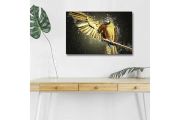 Canvastavla med LED-belysning - Färgglad papegoja med utsträckta vingar - Guld / Blå / Grön - Inredning - Tavlor & posters - Canvastavla