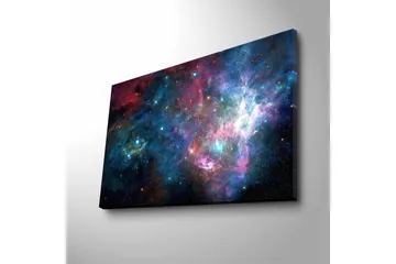 Canvastavla med LED-belysning - Färgrik galax med stjärnor och nebulosor - Blå / Lila / Röd - Inredning - Tavlor & posters - Canvastavla