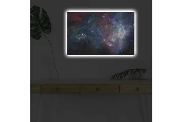 Canvastavla med LED-belysning - Färgrik galax med stjärnor och nebulosor - Blå / Lila / Röd - Inredning - Tavlor & posters - Canvastavla