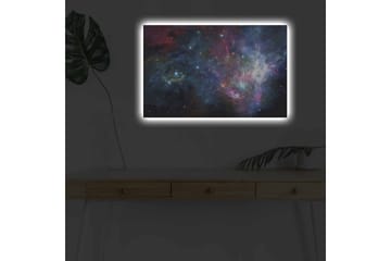 Canvastavla med LED-belysning - Färgrik galax med stjärnor och nebulosor - Blå / Lila / Röd - Inredning - Tavlor & posters - Canvastavla