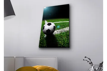 Canvastavla med LED-belysning - Fotboll på grön gräsmatta - Grön / Svart / Vit - Inredning - Tavlor & posters - Canvastavla
