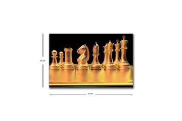 Canvastavla med LED-belysning - Glänsande schackpjäser i guldtoner - Guld / Svart - Inredning - Tavlor & posters - Canvastavla