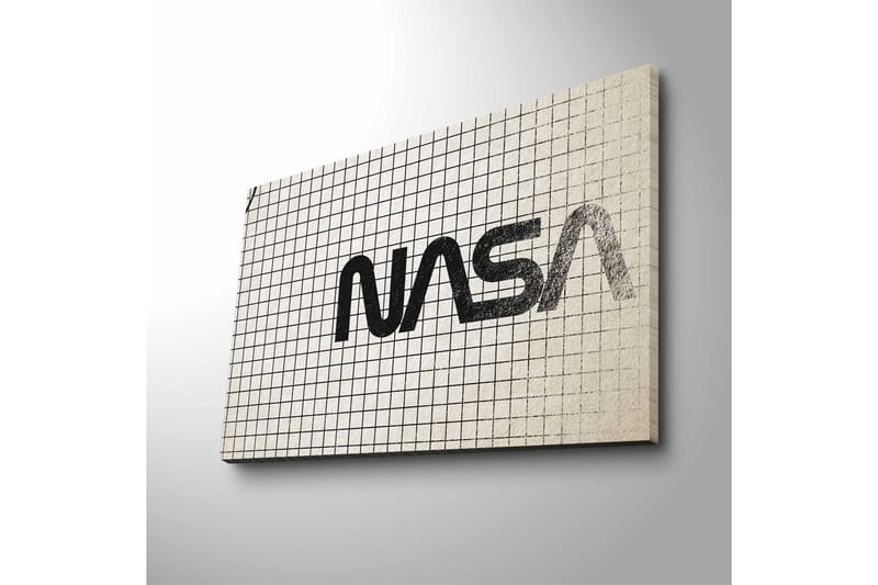 Canvastavla med LED-belysning - Grafisk representation av NASA-logotypen på rutigt mönster - Svart / Vitt / Grått - Inredning - Tavlor & posters - Canvastavla