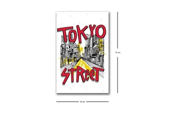 Canvastavla med LED-belysning - Illustration av en livlig gata i Tokyo med färgglada skyltar - Röd / Gul / Svart - Inredning - Tavlor & posters - Canvastavla