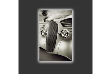 Canvastavla med LED-belysning - Klassisk bil med elegant design - Vit / Svart / Grå - Inredning - Tavlor & posters - Canvastavla