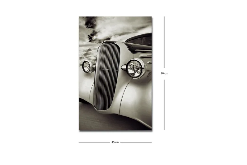 Canvastavla med LED-belysning - Klassisk bil med elegant design - Vit / Svart / Grå - Inredning - Tavlor & posters - Canvastavla