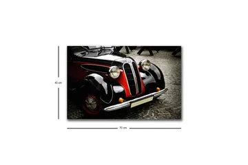 Canvastavla med LED-belysning - Klassisk bil med retrodesign - Svart / Röd / Silver - Inredning - Tavlor & posters - Canvastavla